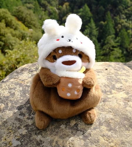 Rock Climbing Chalk Bag – Cute Plush Chalk Bag for Bouldering, Gym, Indoor & Outdoor Climbing – Drawstring Closure, Adjustable Waist Belt – Fun Character Design for Climbers - color: Dark Otter Bunny