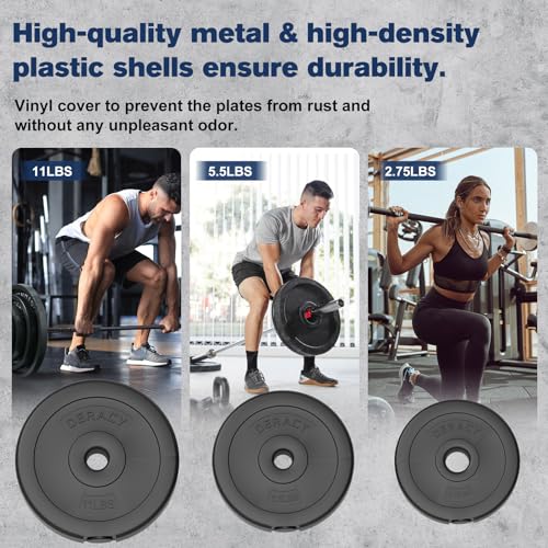DERACY Barbell Weight Set, 43lbs Barbell Set Adjustable Olympic Weights, 6 Plates, 57.5 Inch Bar & Thick Foam Shoulder Pad, for Home Gym, Exercise, Lifting, Body Fitness, Workout to Build Muscle