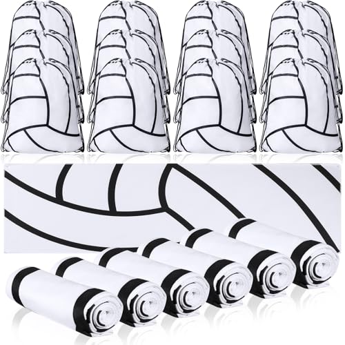Hahafelt 24 Pcs Team Gifts, Including 12 Cooling Towels, 12 Drawstring Backpack Sports Party Favor for Teens Players Athletes Gifts Sport Supplies - style: Volleyball Style