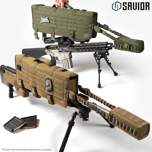 Savior Equipment 20" MOLLE Tactical Rifle Scope Carry Case & Muzzle Cover w/Hook Backing, Padded 600D Heavy Duty Polyster to Protect Firearm During Transportation - color: SW Gray