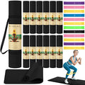 Hoolerry 36 Pieces Yoga Mats Sets Includes 12 Pcs Yoga Mats Bulk 68” x 24” x 6mm Thick Exercise Mat Non Slip 12 Resistance Bands 12 Carrying Straps for Women Girls for Gym Pilates - color: Black