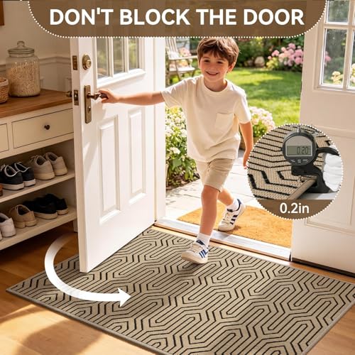 Door Mat Indoor Outside Entrance 24''x35'', Dirt Resistant Absorbent Mats, Non-Slip Rubber Backing, Outdoor Inside Front Entryway Mat, All-Season Welcome Mat, Low Profile Porch Doormat, Brown - color: A- Brown, size: 24"x35"