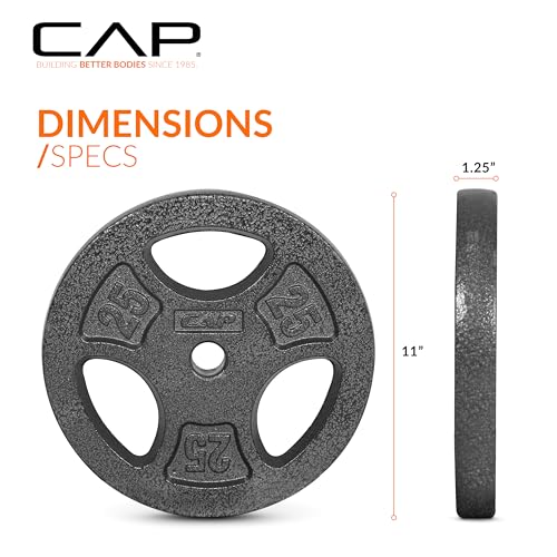 CAP Barbell Standard 1-Inch Grip Weight Plates - color: Black, size: 25 lbs Plate Pack (x2)