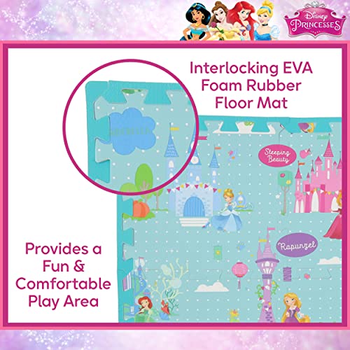 Capelli Sport - Disney Princess EVA Foam Mat, Princess Land Interlocking Flooring Tiles, Teal, 36 x 36 Inches