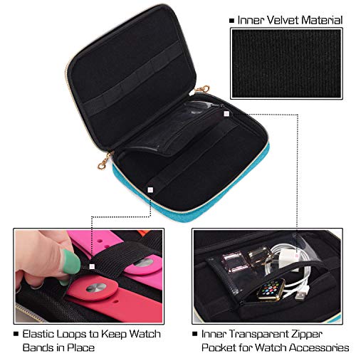 Teamoy 12 Watch Band Storage Case, Watch Band Organizer Holder, Teal | Compatible with All Series Apple Watch Bands & Smart Watch Bands, Travel Organizer Fit for Most Sizes of Watch Straps - color: Teal