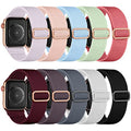 Maledan 10Pack Stretchy Nylon Solo Loop Compatible with Apple Watch Bands 38mm 40mm 41mm 42mm Women Men,Soft Adjustable Braided Elastic Wristband for iWatch Ultra 2 Series 11/10/9/8/7/6/5/4/3/2/1/SE - color: Black/White/Smoke Violet/Blue Gray/Wine/Light P