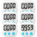 6 Pack Digital Kitchen Timer Small Classroom Timers for Kids Teachers (White) - color: White