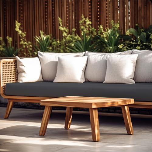Sundale Outdoor Olefin Bench Cushion， Water-Resistant Patio Couch Cushion, Loveseat Sofa Pad with Straps Medium Gray, 48 x 18 x 4 Inches - color: Medium Gray, size: 48 X 18 X 4 Inch