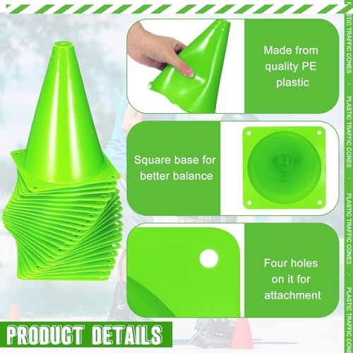 Syhood 30 Pack 7 Inch Plastic Traffic Cones Sports Training Agility Marker Mini Cones for Soccer, Skating, Football, Basketball, Indoor and Outdoor Games Sports Practice Equipment - color: Green