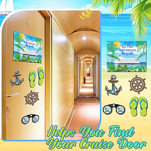 Kanayu 6 Pcs Adventure Cruise Door Decorations Magnetic Large Ship Decorations Magnets Anchor Cruise Decor Car Fridge Magnet Decal for Carnival Stateroom Door - style: Adventure