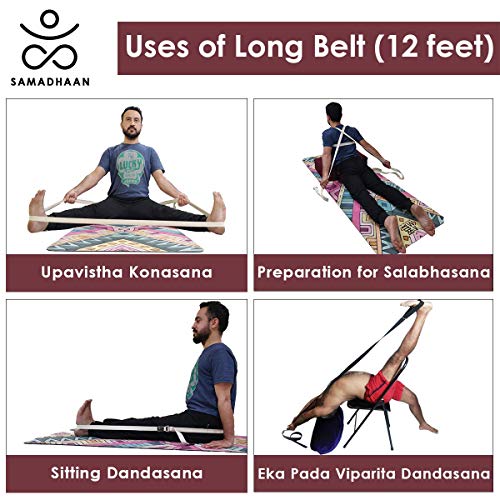 Yoga Strap with Durable Sliding Brass Buckle | Strong & Secure Yoga Strap | Double Thickness Adjustable Yoga Belt for Daily Stretching, Yoga, Pilates & Fitness