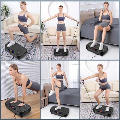 Vibration Plate Exercise Machine,Vibrating Plate for Lymphatic Drainage,Shake Plate for Weight Loss,Full Body Vibration Platform Machines for Women Men Exercise - color: Black