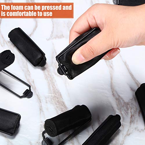 40 Pieces Sponge Hair Rollers Satin Rollers Silk Foam Roller Women Hair Curlers with Duck Teeth Clips for Hairdressing Styling(Black) - color: Black