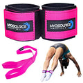 Myosource Kinetic Bands Tumble Pro X Ankle Straps Kit – Cheerleading Standing Tumbling Equipment, Gymnastics Backhandspring Trainer – Includes Flexibility Stunt Stretch Strap – Blue, Pink, Purple - color: Pink
