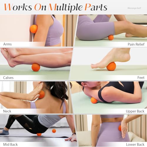 SUBCULTUREPICK Massage Lacrosse Balls for Myofascial Release,Yoga Deep Tissue Massage,Trigger Point Therapy and Foot Plantar Fasciitis,Muscle Soreness Massager Ball (2 Packs) (Orange) - color: Orange