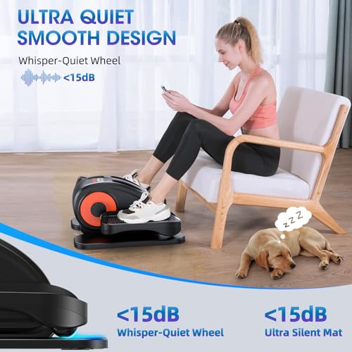 GUGTTR Under Desk Elliptical Machine, Electric Seated Pedal Exerciser, Leg Exerciser for Seniors Fully Assembled with 12-Speeds & Remote Control, Portable Quiet Elliptical Machine for Home Office
