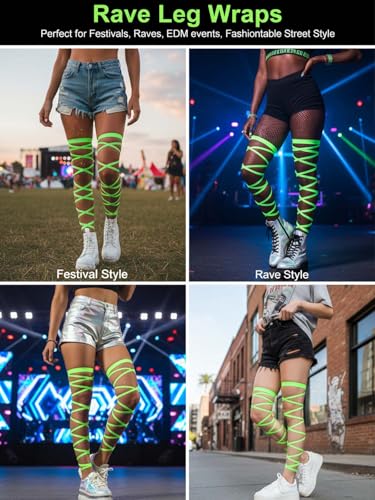 Rave Leg Wraps Elastic Garter Plus Size Leg Straps Music Festivals Outfits for Women - color: Green
