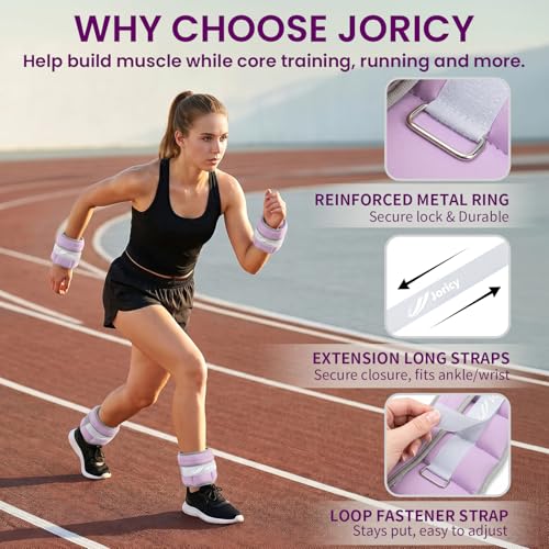 Adjustable Ankle Weights 1-3/4/5/6/8/10/20 LBS Pair with Removable Sandbags for Women & Men - color: light purple, size: 3lbs Pair (1.5lb Each Weight)