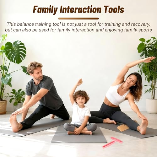 EVERYMATE 4-in-1 Cork Balance Board Kit, Foot & Ankle Strengthener with Massage Roller/Ball, Toe Resistance Bands, Storage Bag, for Enhance Mobility & Prevent Falls Improve Foot Function for Home/Office/Gym