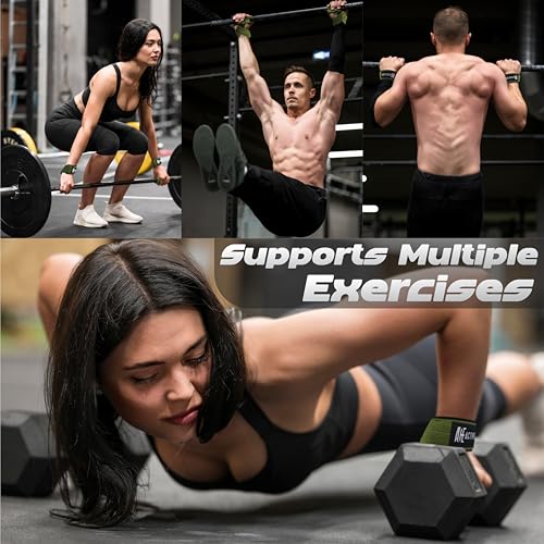 Lifting Wrist Straps for Weightlifting, Weight Lifting Straps Gym Strength Training, Neoprene Padded Wrist Support, Deadlift Straps for Men & Women, 22.5 Inch Cotton - color: Military Green