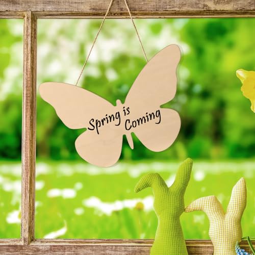 Anglechic 12 Pack 12 Inch Wooden Butterflies for Crafts Blank Wood Butterfly Cutouts Unfinished Slices Butterflies Ornaments Wooden Things to Paint Door Hanger Decor for Spring Farmhouse Decor - color: Butterfly