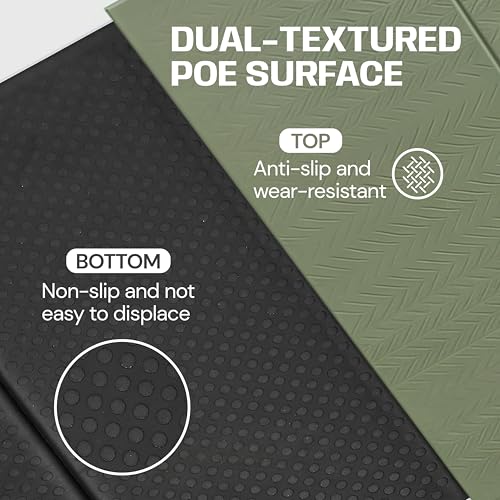 OLYSE Foldable Yoga Mat, Extra Thick 12mm, 7-Fold, Non-Slip, for Yoga, Pilates, Stretching, HIIT & Home Workout, Green