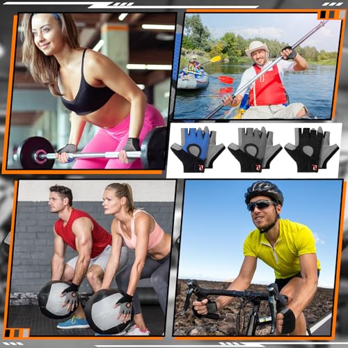 Fourluoo 3 Pairs Weight Lifting Gloves for Men Women, Gym Workout Gloves with Full Palm Protection, Breathable Anti-Slip Fitness Glove for Training, Cycling, Pull-ups, Medium - style: Dark Style