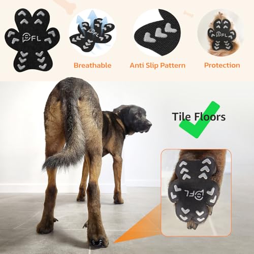 Anti Slip Dog Paw Protector Pads for Senior Dogs, Paw Pads for Dogs Traction, Disposable Self Adhesive Paw Grips for Old Dog on Slippery Hardwood Floor, Black 12 Sets (48pcs) XL(41-60lbs) - size: XL(41-60lbs)