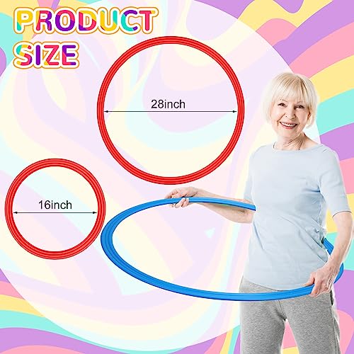 Libima 12 Pcs Obstacle Course Ring Set 16 Inch 28 Inch Hoop Plastic Toys Exercise Hoops Bulk for Little Teens Adults Party Games Educational Activities Holiday Decoration Gymnastics, 4 Colors