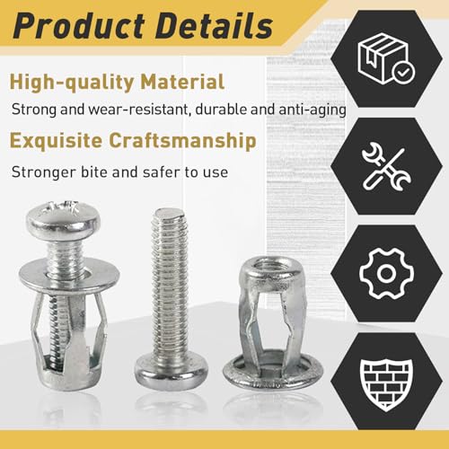 20Pcs M4 x 20 Hollow Door Anchor Set, Metal Cavity Fixing Anchors for Aluminium Cladding, Steel Pipe, Iron Sheet, Plastic Sheet (8 * 16MM) - color: M4 x 20(8*16MM)