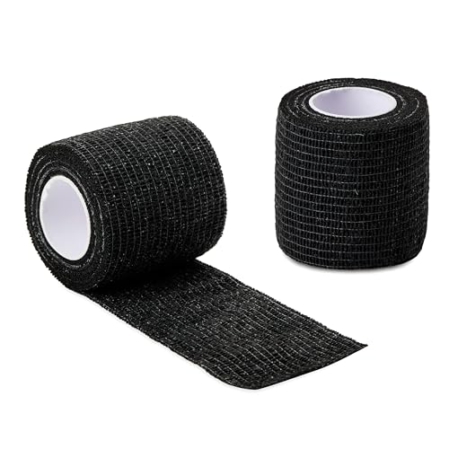 Sensi Wrap Grip Cover Sports Self Bandage Rolls 2-inch x 5-Yards 24pcs (Black) - color: Black