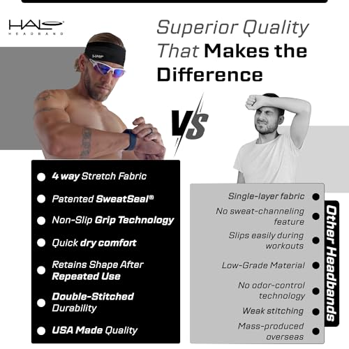 Halo Headband Bandit - 4" Wide Pullover Sweatband Running Headband Men Women Absorbent Soft Comfortable.Channels Sweat Out of Your Eyes Keeps Hair in Place No-Slip - color: ICE