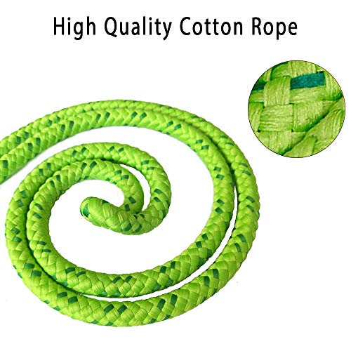 EGOSKY Jump Rope Kids, 7.2ft Children Adjustable Cotton Skipping Rope with Wooden Handle for Boys Girls Fitness Outdoor Activity - color: Green