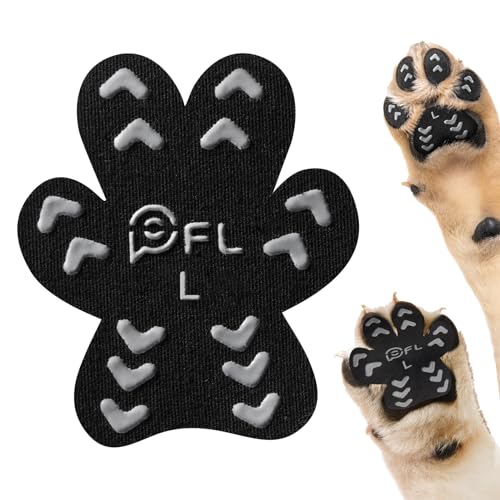 Anti Slip Dog Paw Protector Pads for Senior Dogs, Paw Pads for Dogs Traction, Disposable Self Adhesive Paw Grips for Old Dog on Slippery Hardwood Floor, Black 12 Sets (48pcs) L (21-40lbs) - size: L (21-40lbs)