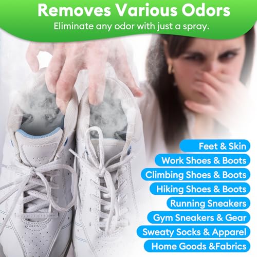 Foot & Shoe Deodorizer Spray, Odor Eliminator for Smelly Shoes & Feet | 5 fl oz, 2-Pack, Instantly Eliminates Odors from Shoes, Boots, Sneakers & Feet, Long-Lasting Freshness for Everyday Wear - size: 5 Fl Oz (Pack of 2)