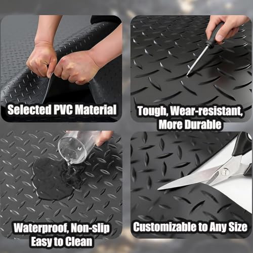GL 2.8mm Thickened Garage Floor Mat, Custom Size Heavy Duty Parking Mat Waterproof Non-Slip Floor Protector for Car, Trailer, SUV, Basement, Gym (Black) (1 Feet x 9 Feet) - color: Black, size: 1FTx9FT