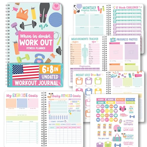 Hadley Designs Fitness Journal for Women - Workout Journal for Women, Fitness Planner for Woman, Workout Log Book, Undated Gym Journals & Exercise Journals, Gym and Health Notebook, Birthday Gifts - color: Teal Pastel