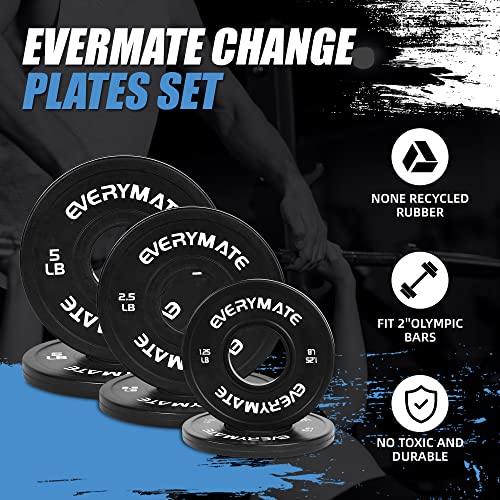 EVERYMATE Change Weight Plates 1.25LB 2.5LB 5LB Set Fractional Olympic Bumper Plates for Cross Training Steel Insert Strength Training - color: 5 LBx2, size: Black