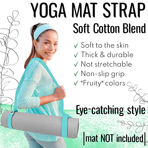 TECEUM Yoga Mat Strap – Extra Soft & Thick Cotton Carrier for All Mats | Adjustable Skin-friendly & Non-Slip Mat Holder Sling in 30+ Colors [Mat Not Included] - color: Blue, size: 64 IN