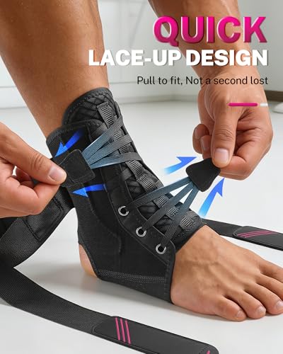 1.5mm Ultra Thin Ankle Brace for Women Men, Lightweight Breathable & Adjustable Figure-8 Support for Flexible Stability, Fits in ALL Types of Shoes for Sports, Work & Daily Relief, M - size: M