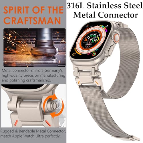 WINGLE Milanese Loop for Apple Watch Band Ultra 3/2/1 Band Ultra 49mm Series 11 10 46mm 45mm 44mm SE 3/2/1 Series 9 8 7 6 5 4 3 Men Women,Parachute-Style Buckle Stainless Steel Mesh Metal iWatch Bands - color: Magnetic Metal Mesh Loop-Titanium
