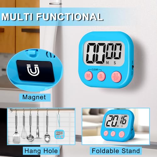 ZILLEEN Classroom Timer for Kids Teachers 2 Pack Digital Timers, Blue & Pink - color: Blue & Pink