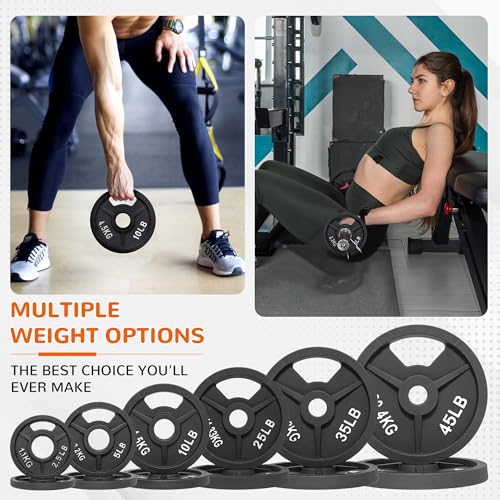 Signature Fitness 2-Inch Cast Iron Barbell Set, Including Multiple LBS Weight Plates and 6FT Barbell Set, Multiple - size: 160LB SET