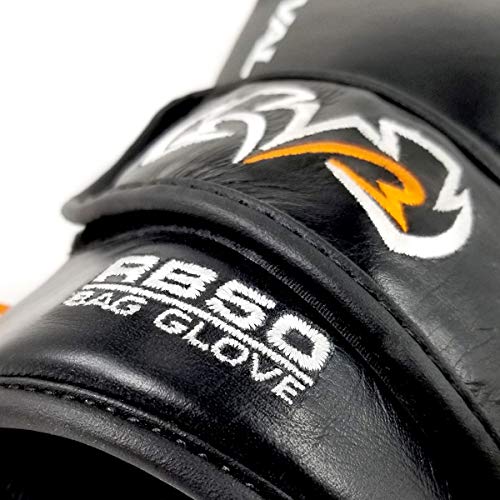 RIVAL Boxing RB50 Intelli-Shock Compact Bag Gloves, Hook and Loop Closure - Soft Inner Lining, Multi-Layered Foam Padding - color: Black, size: Large