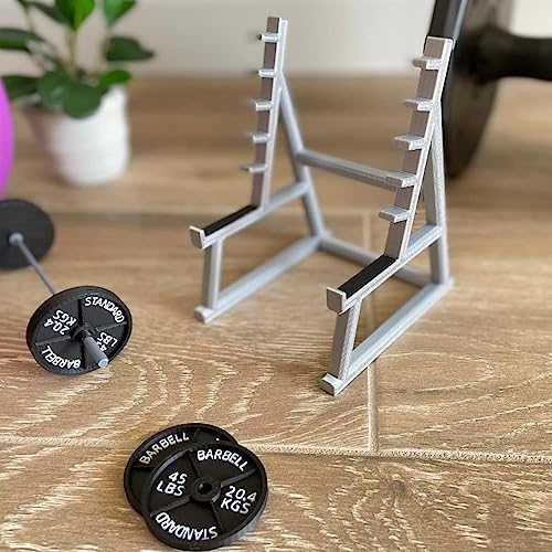 Squat Rack Pen Holder, Mini Barbell Rack Pen Holder Desktop Squat Rack with Barbells and Weights, Fun Desk Accessories for Fitness Enthusiasts and Weightlifting Fans (Barbell Rack Only)