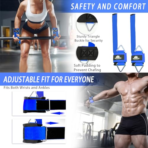 Wrist Cuffs Weight Lifting Straps – Heavy-Duty Cable Machine Attachments & Weightlifting Wrist Support for Lateral Raises, Pull Exercises & Strength Training - color: blue, size: size M