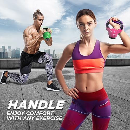 Yes4All Kettlebells Rubber Base, Kettlebell Set for Women, Strength Training Kettlebells Weights (10-65 lbs) - color: E. 20LB - Orange
