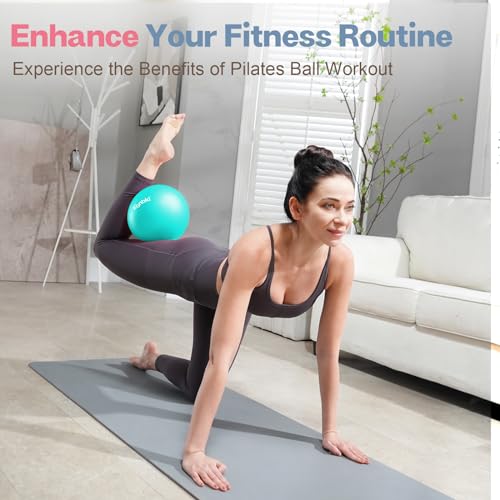 kisnbld Small Exercise Ball, 9 Inch Mini Pilates Ball, Anti Burst and Slip Resistant Mini Yoga Ball for Stability, Fitness, Physical Therapy, Stretching & Core Strength Workout at Home Gym & Office - color: 2Green