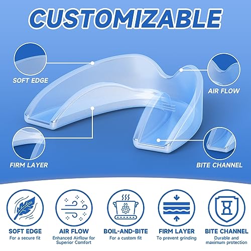 Blue Mouth Guards for Kids,4 Pack Small Szie, 1 Storage Case Included