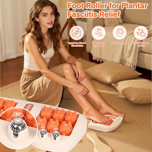Meifuly Double Foot Massage Roller for Plantar Fasciitis, Portable Dual Foot Roller Tool for Home Use(Orange) - color: Orange